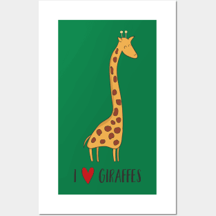 I Love Giraffes Awesome Cute Giraffe Lover Fan Design Posters and Art